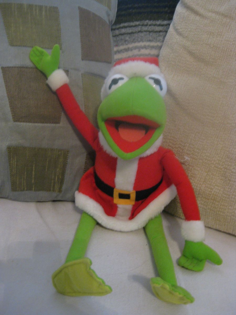 Muppets Jim Henson Kermit The Frog Dressed as Santa Plush Doll by