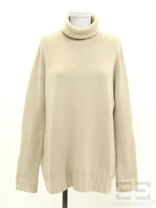 Jil Sander Beige Cashmere Turtleneck Swetaer Size 36