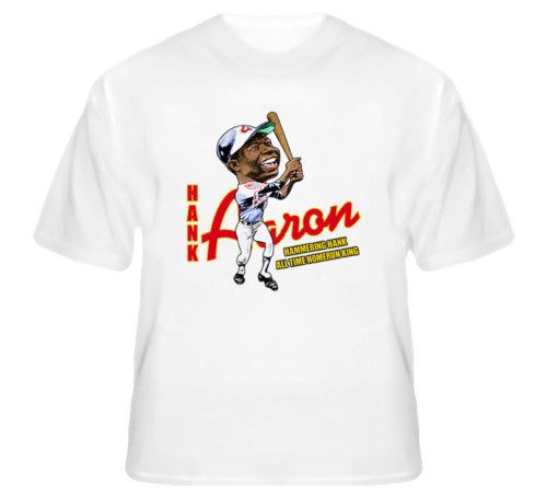 Hank Aaron Retro Baseball Caricature T Shirt