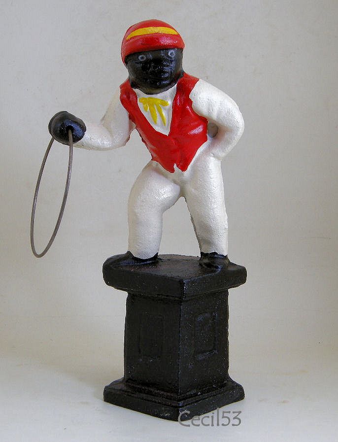 Jocko Black Lawn Jockey Door Stop Statue Cast Iron Ships Free