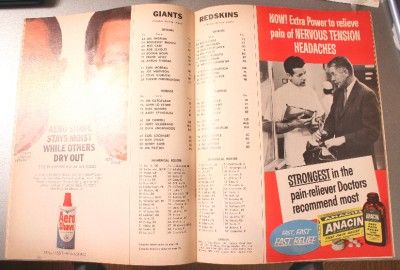 1965 Washington Redskins at New York Giants Program FN