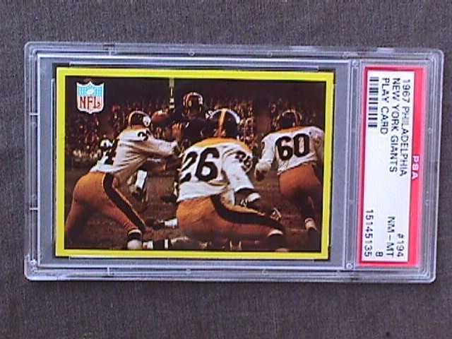  194 New York Giants Play Card PSA 8 NQ Football Joe Morrison