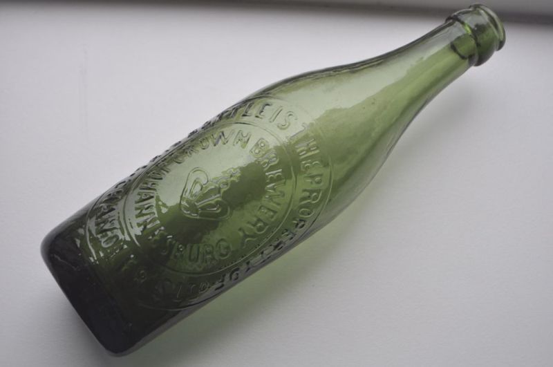 Old Johannesburg Crown Heavy Green Glass Beer Bottle