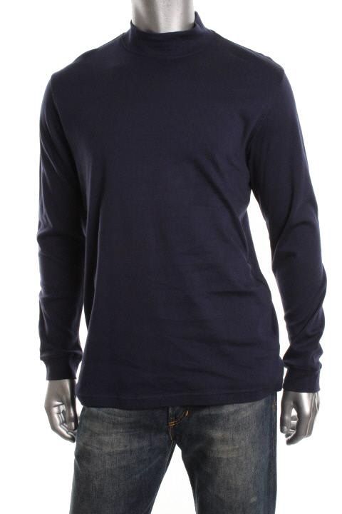 John Ashford New Navy Long Sleeve Interlock Mock Neck Casual Shirt M