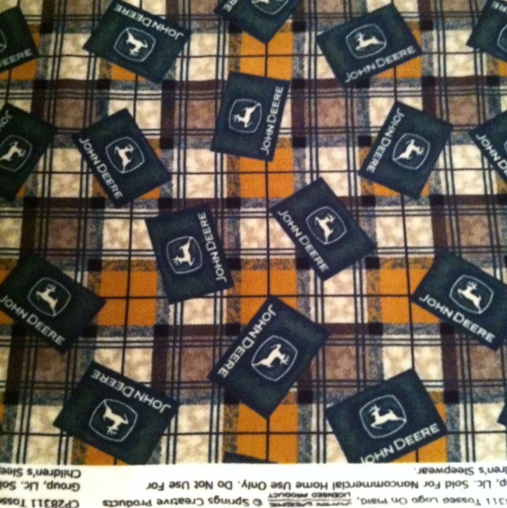 Wonderful John Deere Plaid Fleece Fabric by The Yard