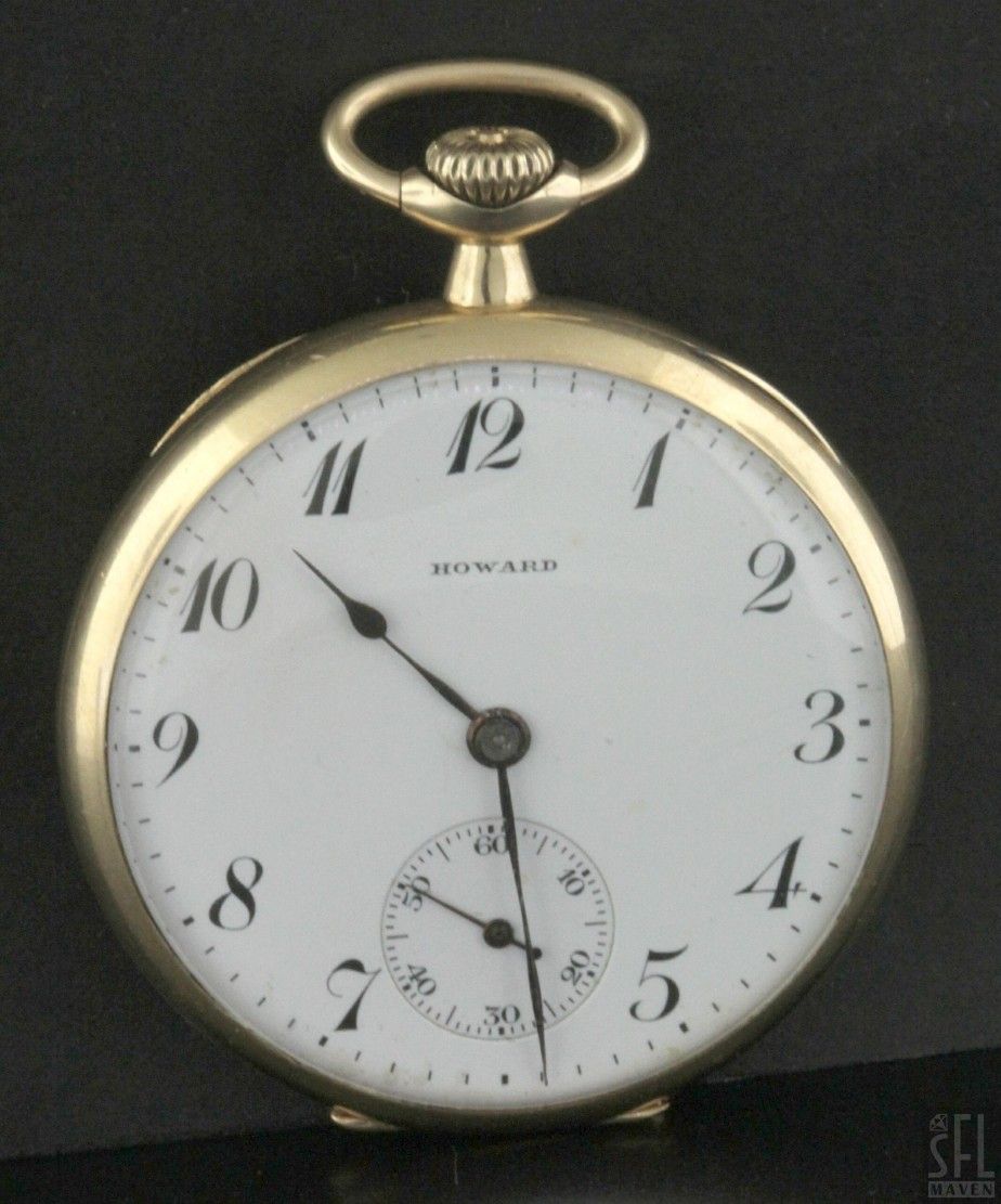 E Howard Watch Co Boston USA Antique 14k Gold Pocket Watch w Box Papers  