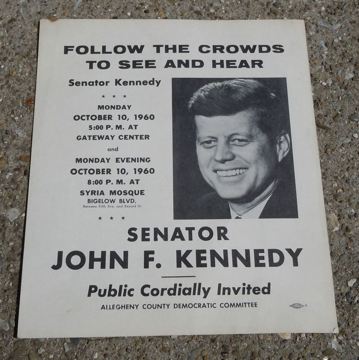 RARE JFK John Kennedy 1960 World Series New York Yankees Pirates Poster  