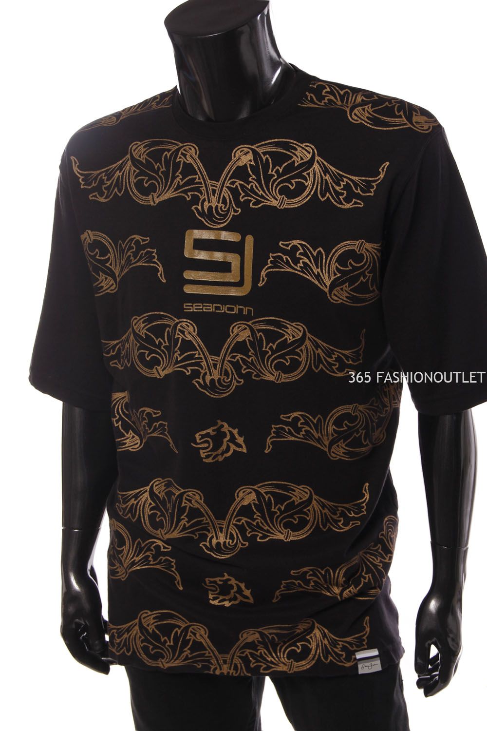 New Sean John mens round neck sj initial graphic t shirt tee black size XL  