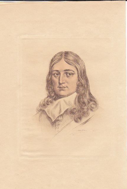 John Milton Poet Author Hand Colored Engraving c 1870  