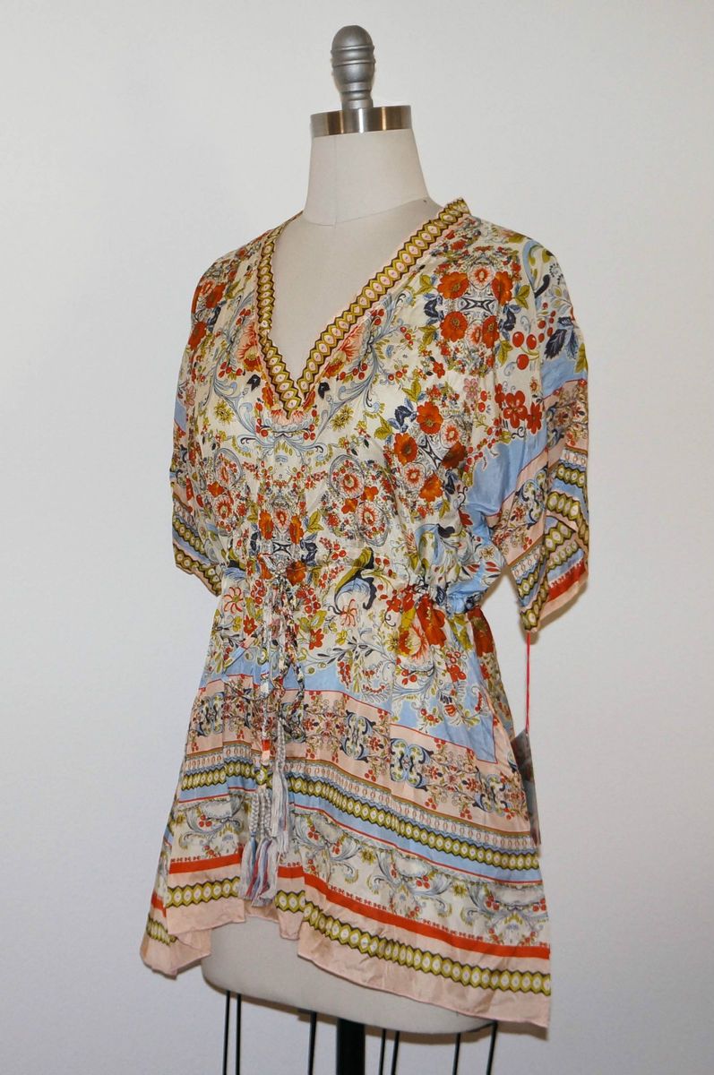 Johnny Was Collection Rowan Silk Tunic M L  