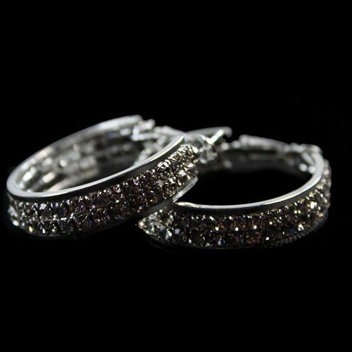 Super Star Jolin Favorite Fashion Rhinestone Alloy Hoop Stud Piercing Earrings  