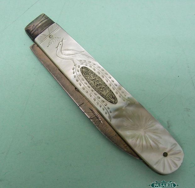 Early Victorian Sterling Silver MOP Fruit Knife Joseph Mappin Sheffield 1837  