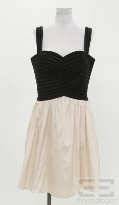 JS Collections Black Ribbed Satin Pink Sweetheart Dress Size 10  