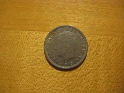 SPAIN 5 PESETA 1975 FINE CONDITION JUAN CARLOS REY DE ESPANA ESTATE SALE ITEM  