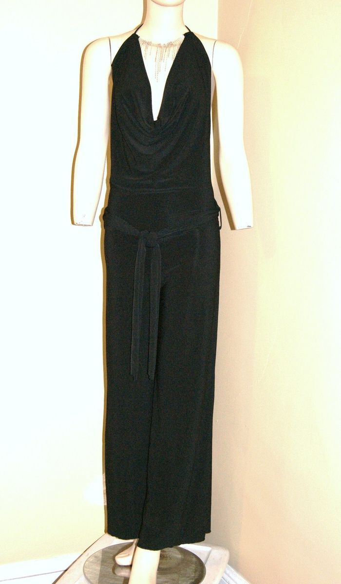 Disco Sexy Spandex Black Halter Jumpsuit by San Julian M