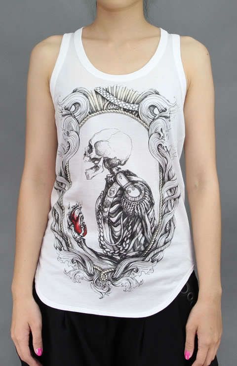 Alexander McQueen 11AW Female White Printed Skull Tank Top