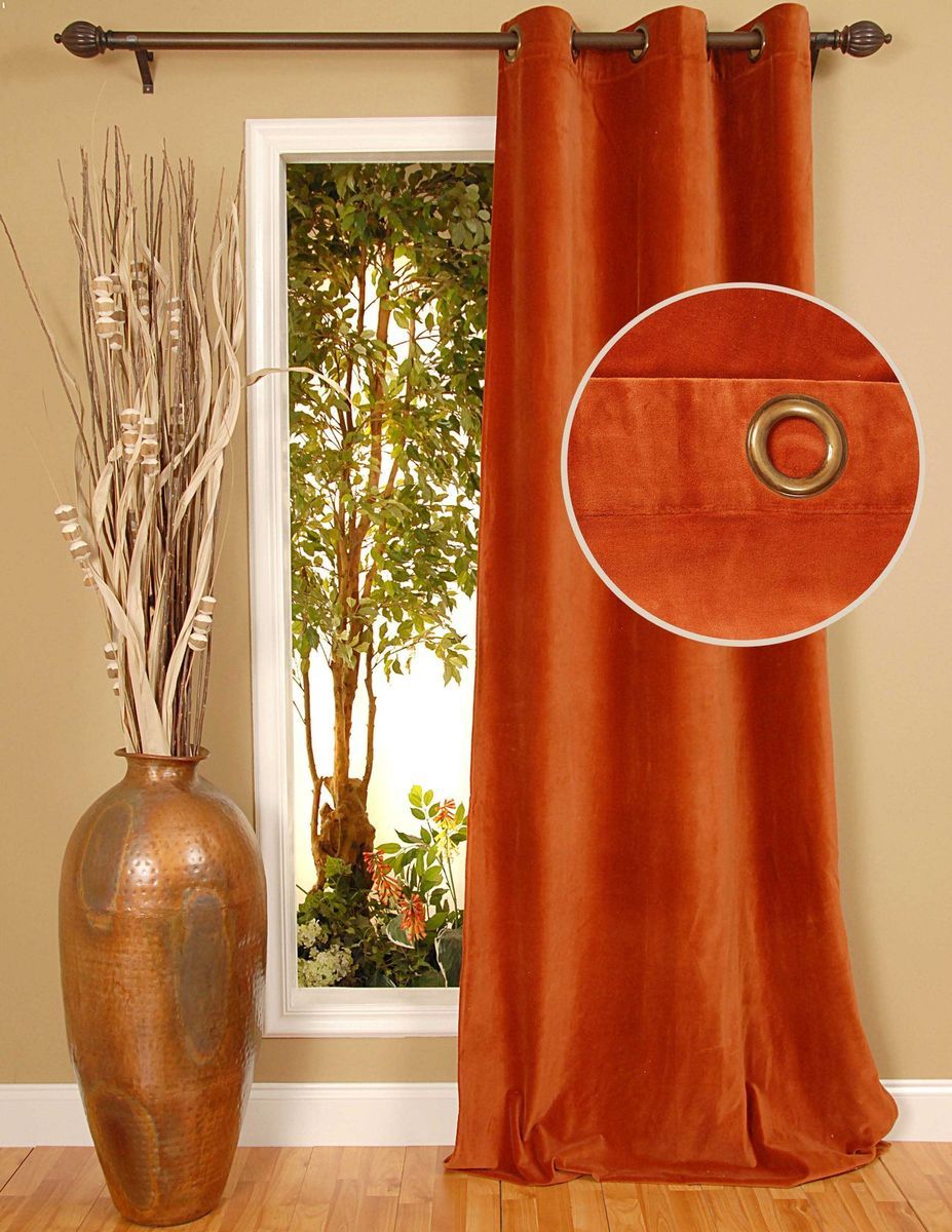 Drapery Curtain Panel 42 x 96 Kavita Velvet Terracotta