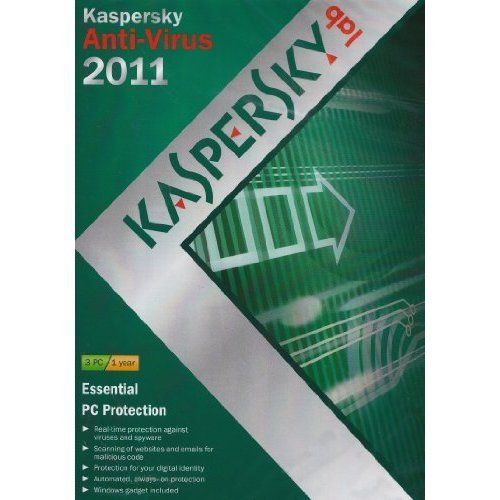 Kaspersky Anti Virus 2011 1 Year 3 Users Free upgrade to 2012 NEW