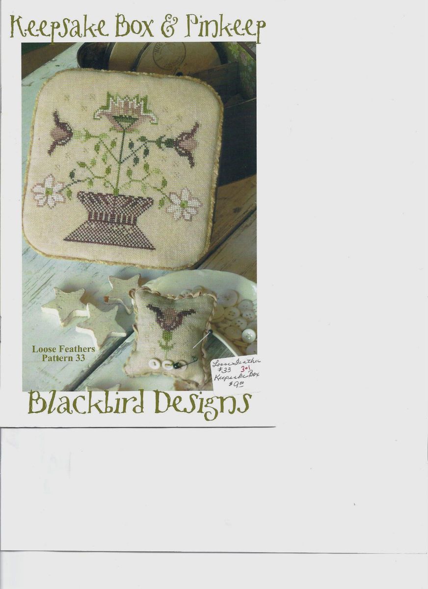 Keepsake Box Pinkeep Cross Stitch Chart from Blackbird Designs