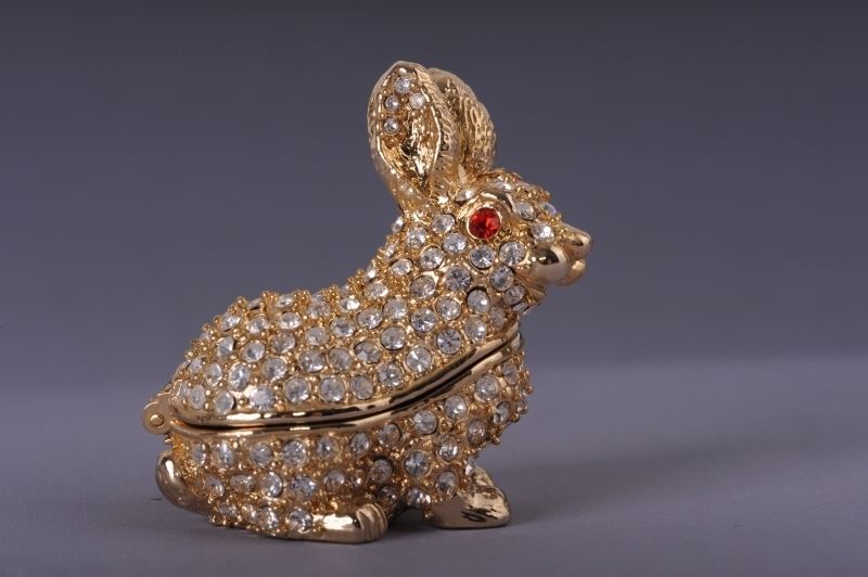 Faberge Rabbit trinket box by Keren Kopal Swarovski Crystal Jewelry