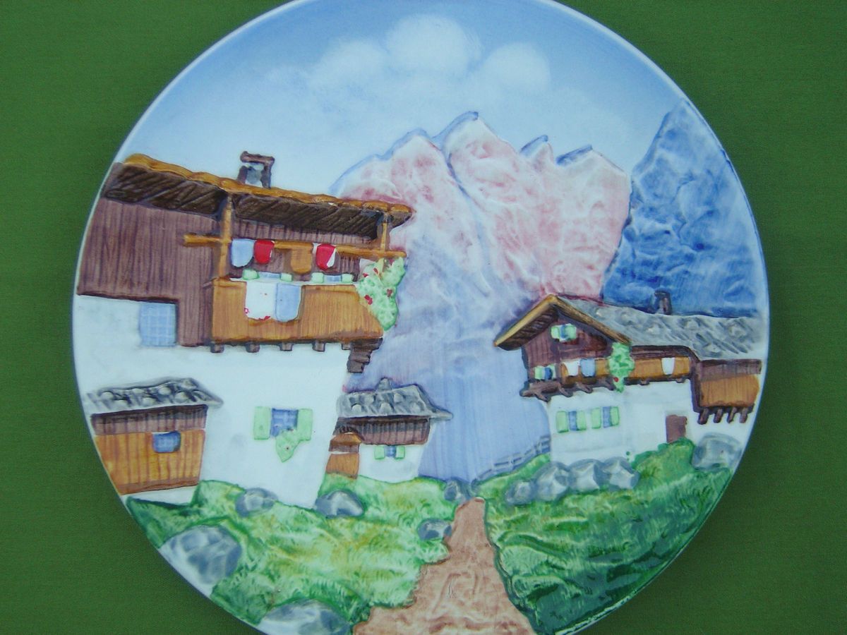 Vintage SMF Schamberg Majolica Plate Handgemalt 70 4707