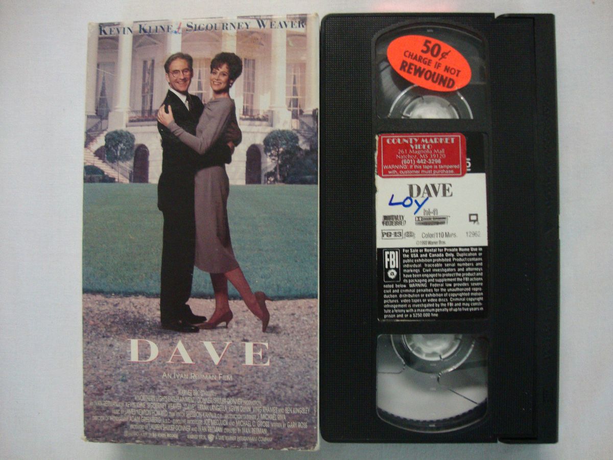 Dave VHS 1993 Kevin Kline Sigourney Weaver 085391296232 on PopScreen