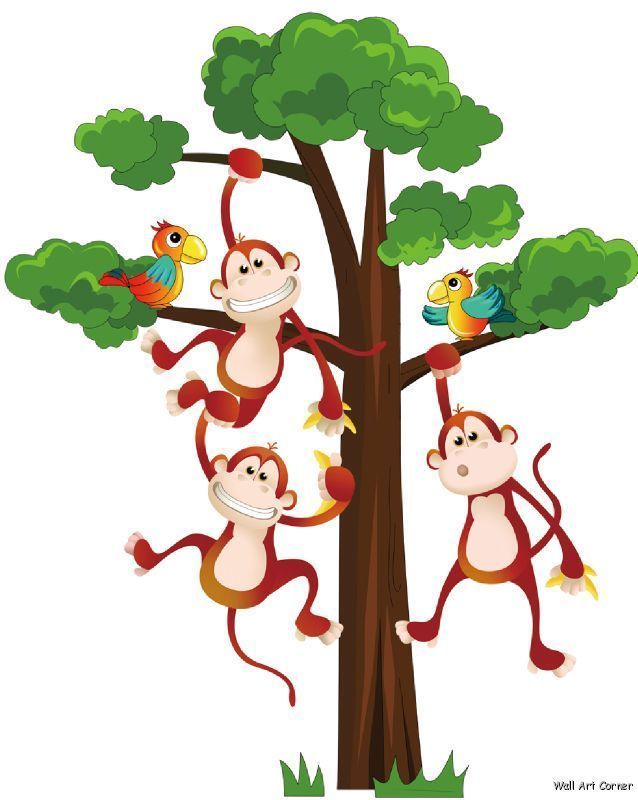 Jungle Monkeys Boys Kids Nursery Wall Sticker Decals