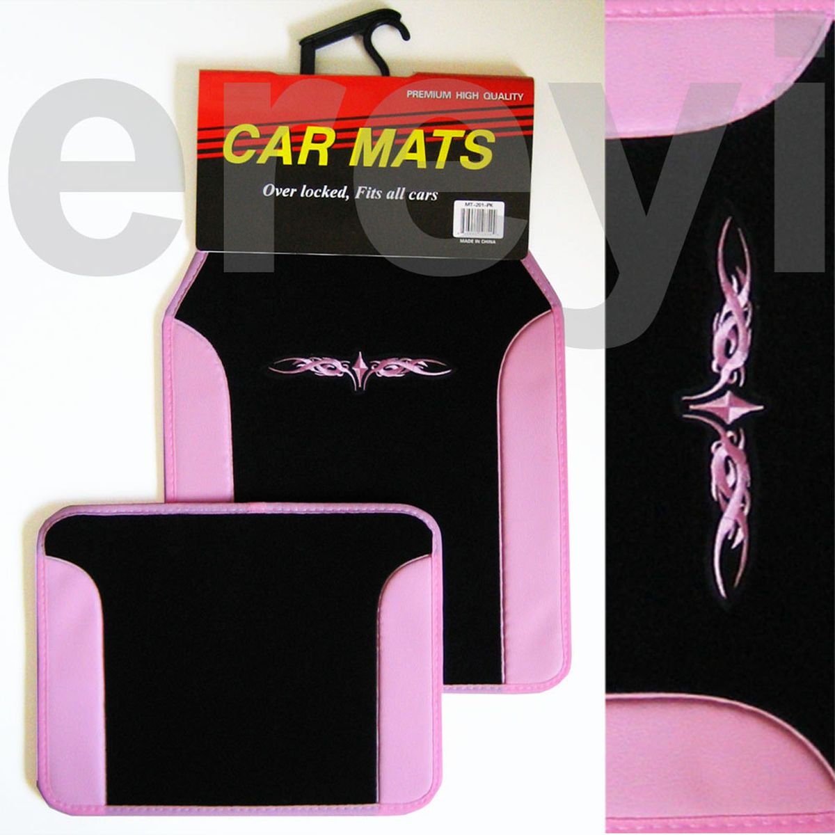 BLACK PINK TRIBAL FLOOR MATS Carpet Vinyl Car Auto Truck Sexy Sleek