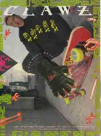 1989 Clawz Wrist Wrap Skateboard Print Ad Skate Glove