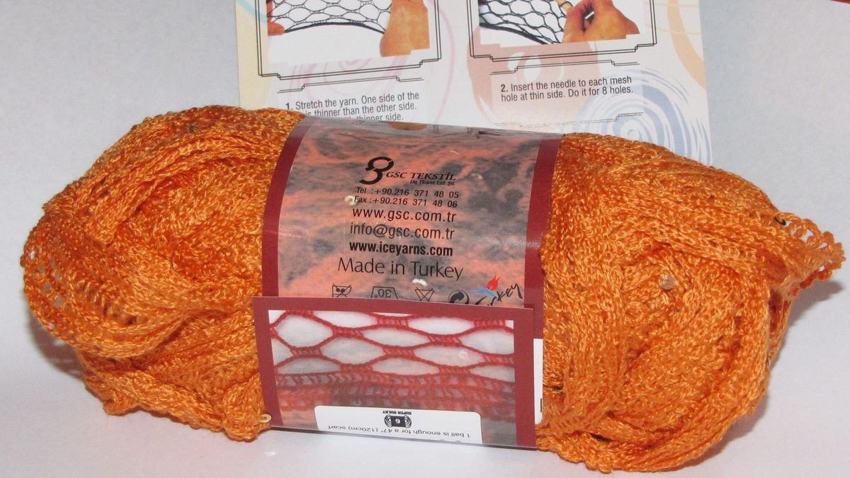  Dance Orange mesh Yarn knitting supplies Sequins 1 ball kit 47 scarf