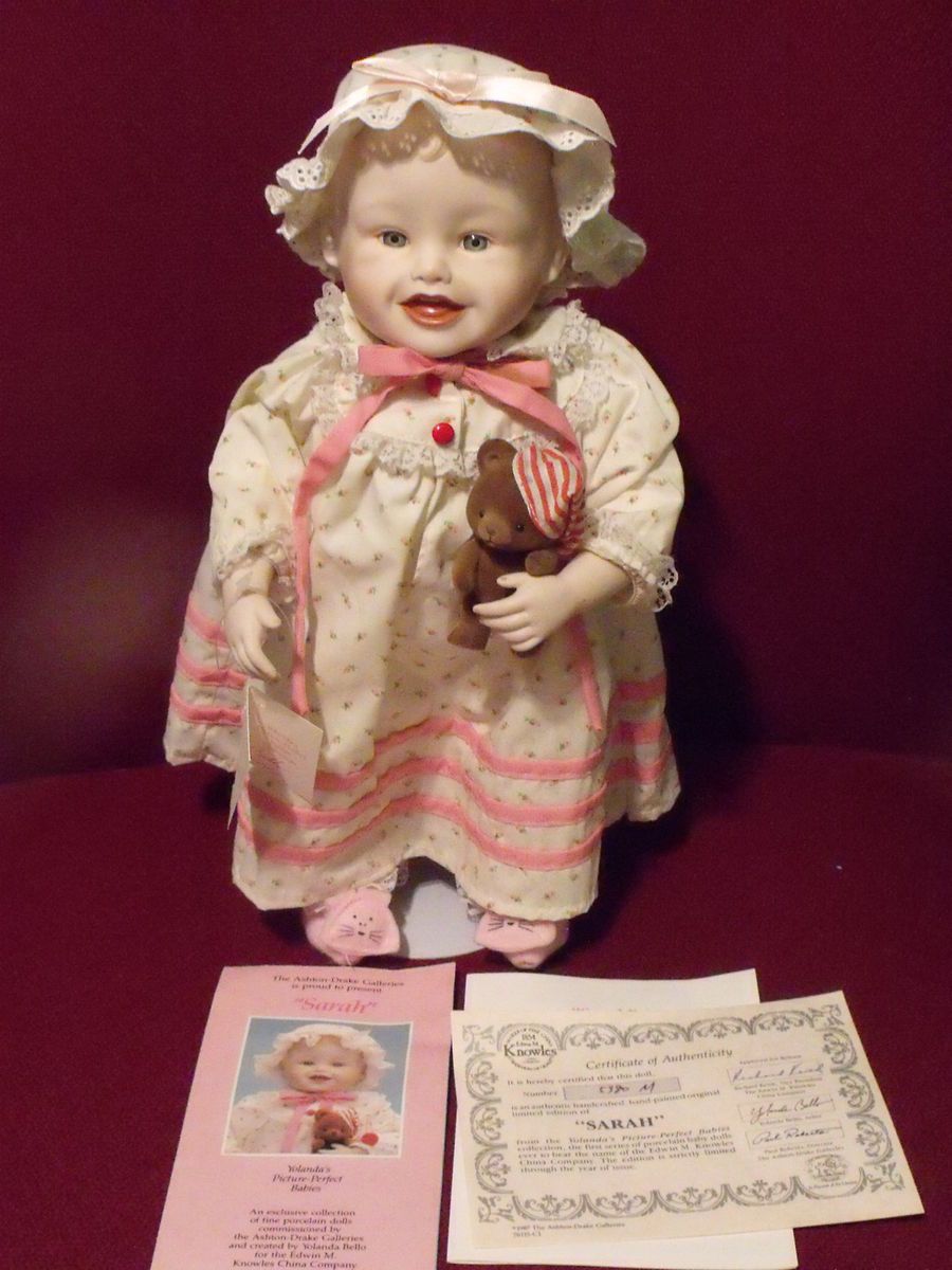 Knowles Porcelain Doll Sarah with Stand 1987