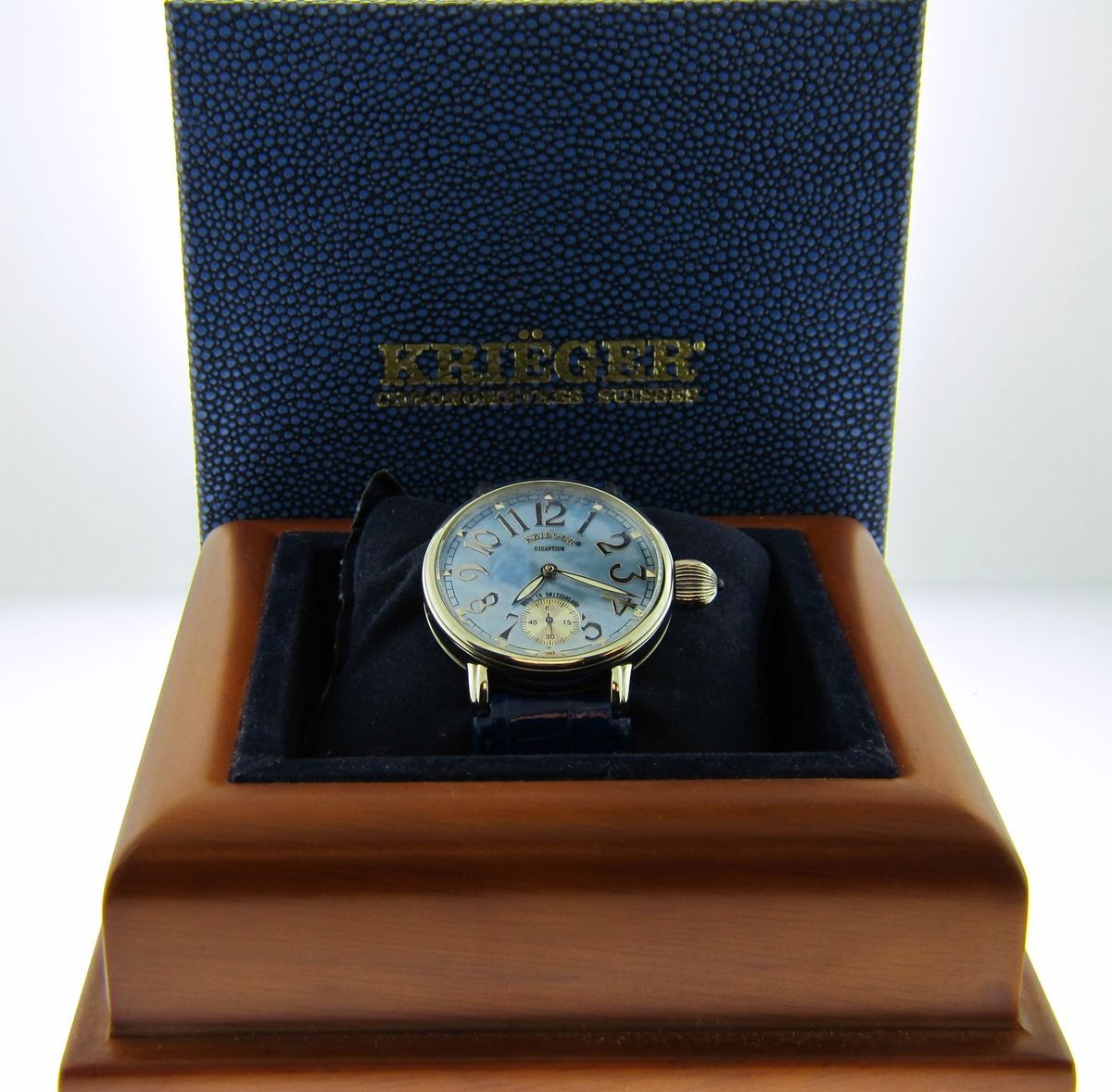 Krieger Gigantium Watch Stainless w Alligator Embossed Band