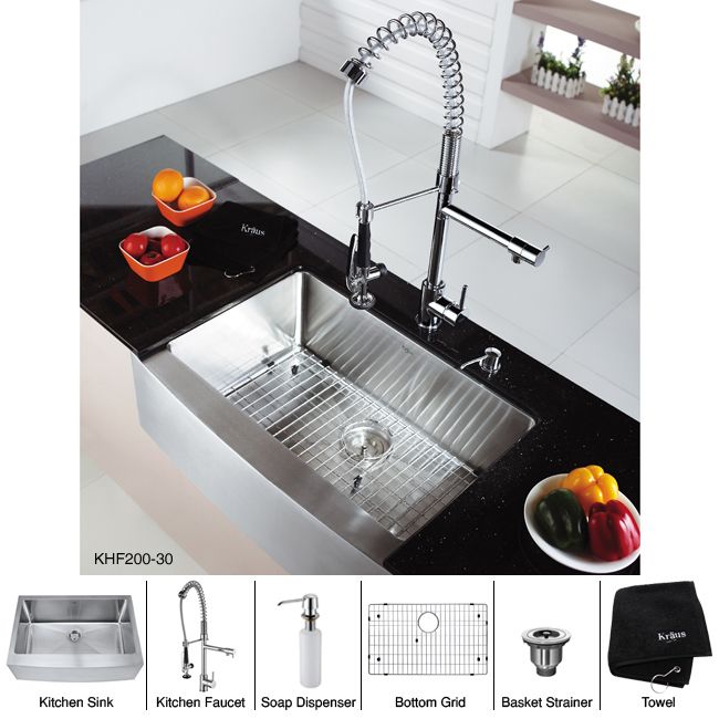 Kraus Stainless Steel Farmhouse Kitchen 30 inches kitchen sink KHF200