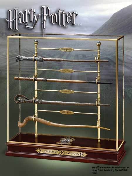  LICENSED TRIWIZARD CHAMPION DISPLAY 4 WAND SET KRUM DIGGORY FLEUR