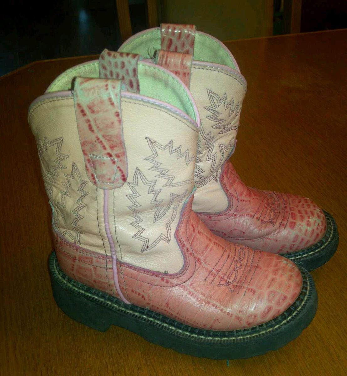 Cute Old West Cowboy Girls Pink Boots Size 9
