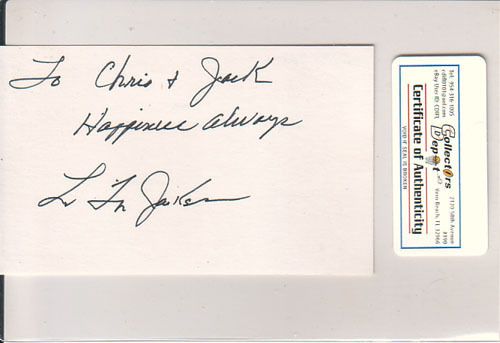 Latoya Jackson Singer Actress Signed Index Card COA