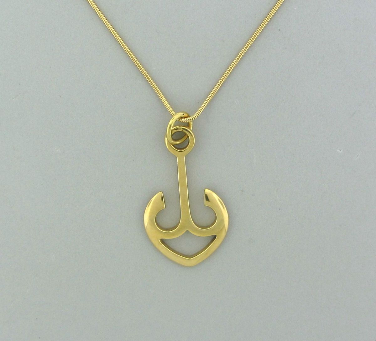 Estate Chaumet 18K Gold Anchor Pendant Necklace