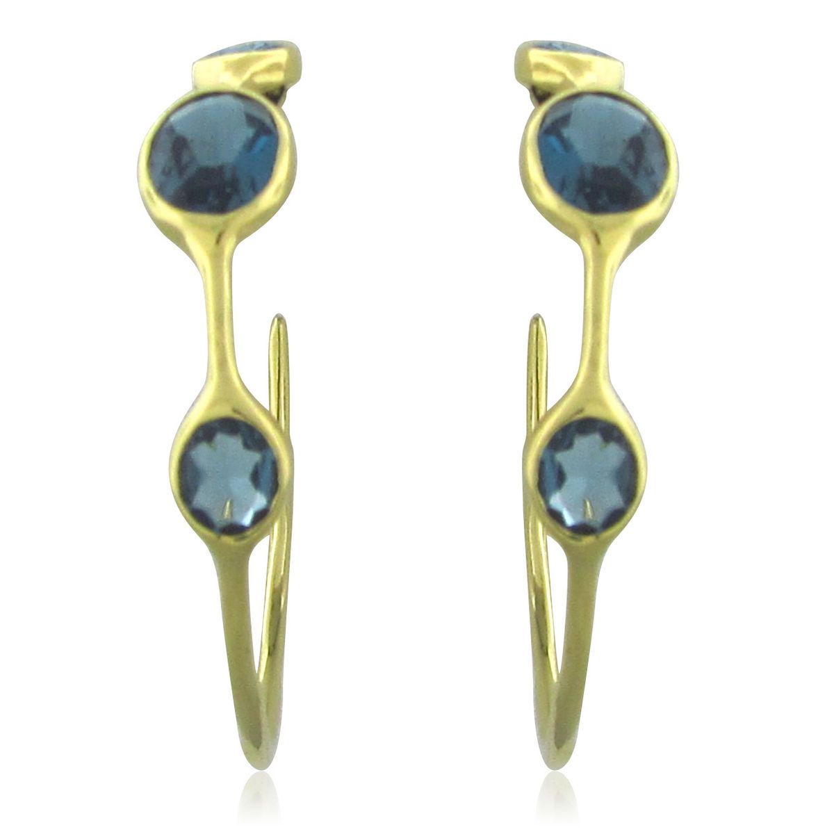 New IPPOLITA 18K Gold Rock Candy London Blue Topaz Hoop Earrings $1995