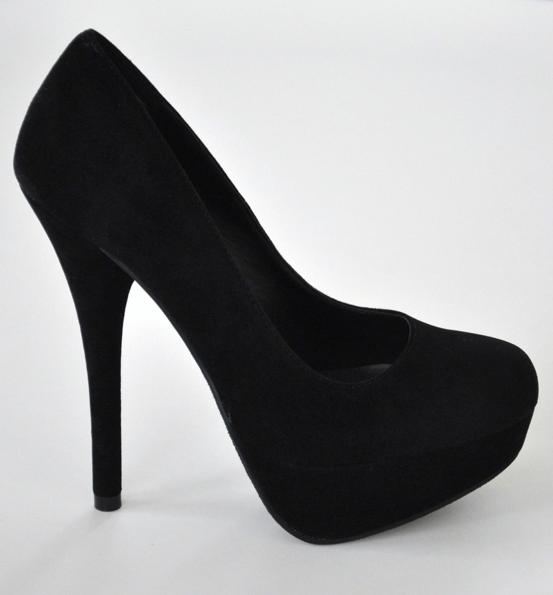 Delicious Jones H Black Lami Round Toe Platform Stiletto Pumps