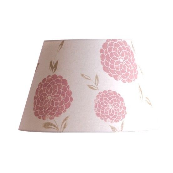 Wide Floral Barrel Lamp Shade White Pink Printed Fabric Shade
