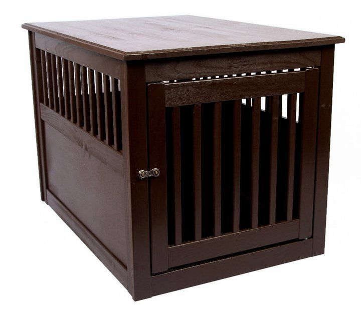 Wood End Table Large Mahogany Pet Crate Dog Furniture Cage Pen 24”D