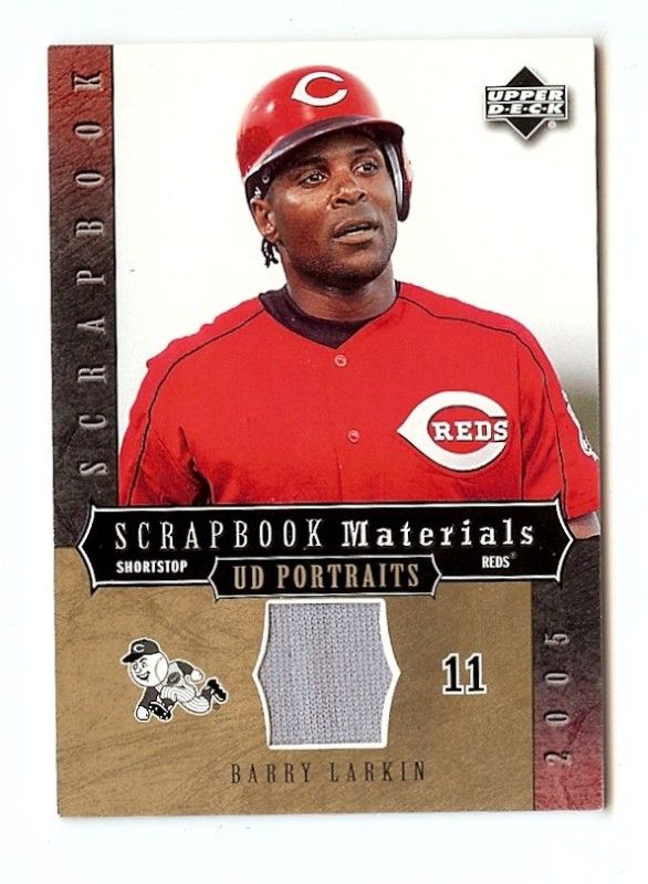 Barry Larkin 05 UD Portraits Scrapbook Materials Jersey