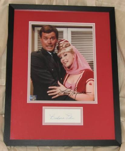 Larry Hagman Barbara Eden Signed I Dream Jeannie Framed Autograph