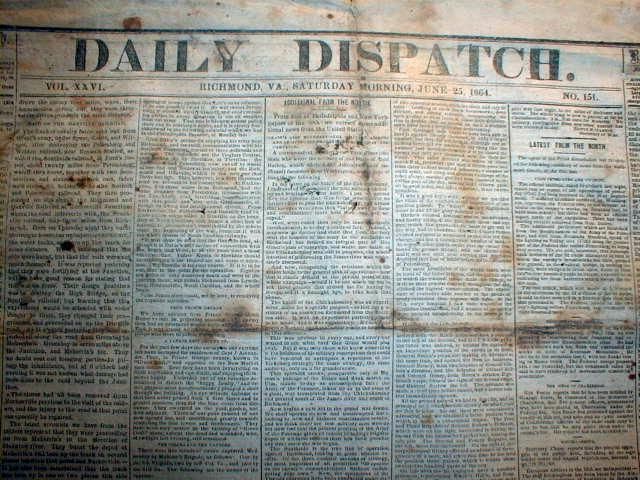 Civil War Newspaper Battle of Petersburg Virginia Lee vs Grant