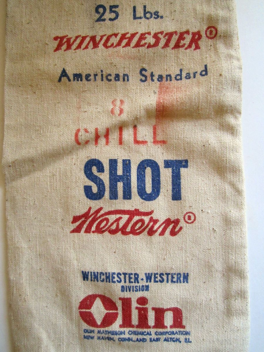   WESTERN LEAD SHOT BAG, WINCHESTER LEAD SHOT BAG SHOT GUN SHELL BOX