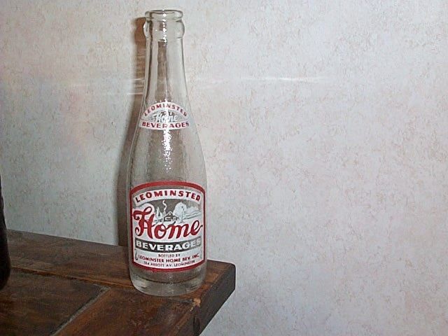  RARE 7 0Z ACL LEOMINSTER HOME BEVERAGE BOTTLE W HOME LEOMINSTER L K