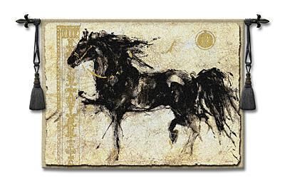 53x45 Lepa Zena Black Horse Fine Tapestry Wall Hanging