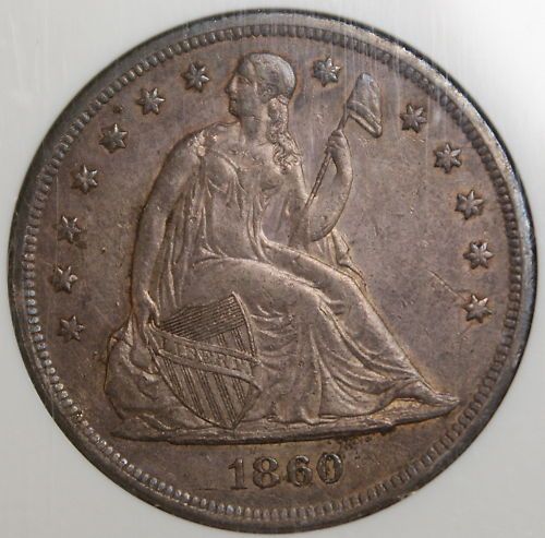 1860 O Seated Liberty Silver Dollar Coin NGC AU 58
