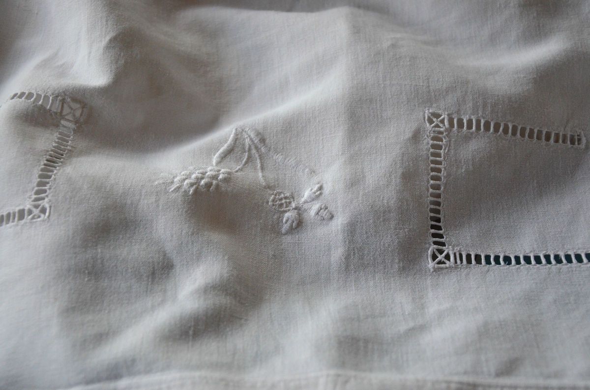 Antique Embroidered Metis Linen Sheet