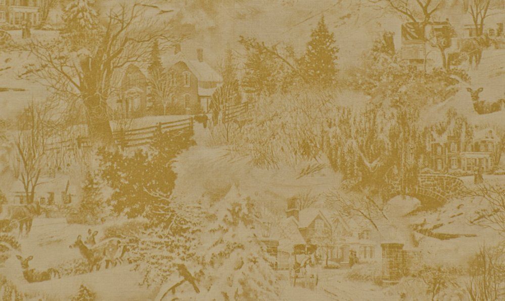 BTY Wilimington Fabric Winter Welcome Toile Victorian Countryside